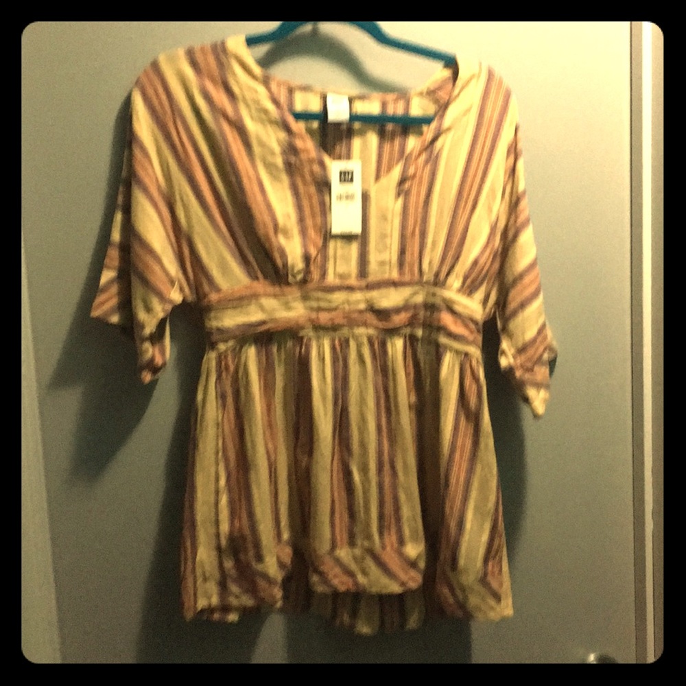 Striped cinched waist blouse